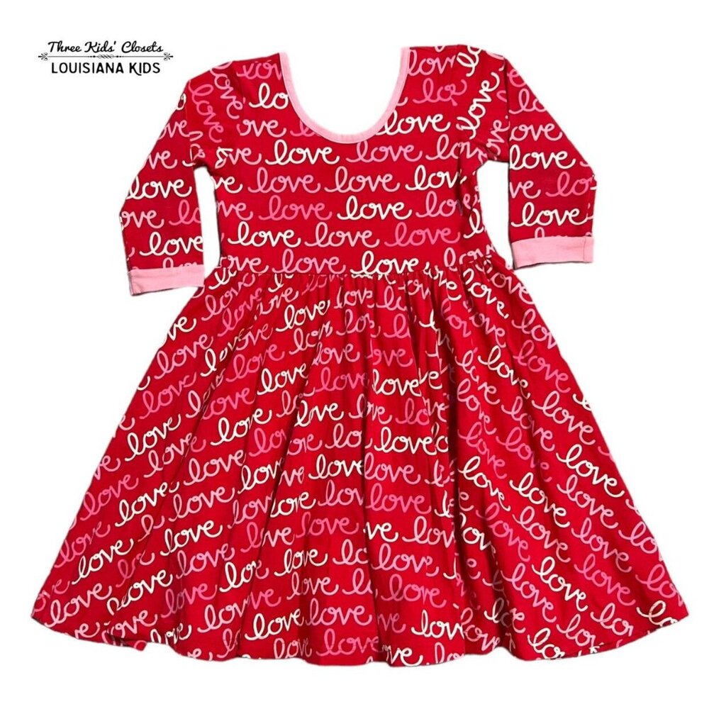 Eleanor Rose Sz 7-8Y Pink & Red Love Twirl Dress Valentine's Day